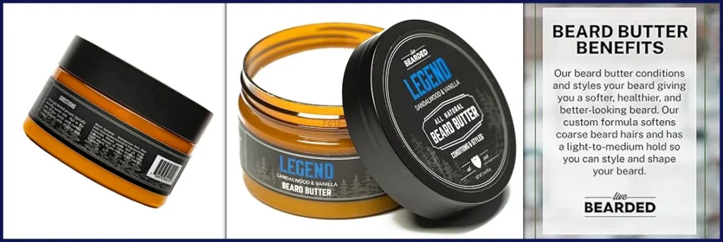 Beard Butter - Made in USA - Legend, 3oz - Leave in Conditioner and All-Natural Softener with Shea Butter for Beard Care