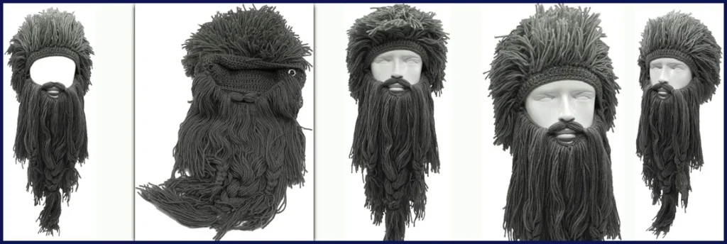 Creative Barbarian Knit Beard Hat Funny Knit Hat Wig Beanie Hat Beard Facemask