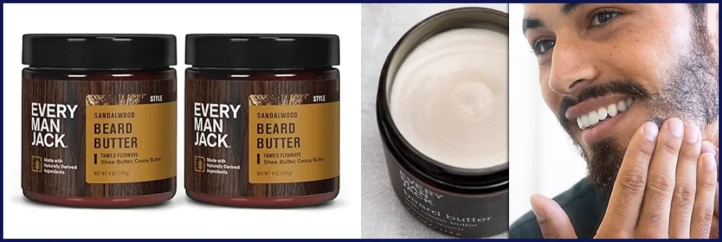 Every Man Jack Beard Butter- Subtle Sandalwood Fragrance - Hydrates and Styles Dry, Unruly Beards While Relieving Itch - Naturally Derived with Shea Butter and Coconut Oil