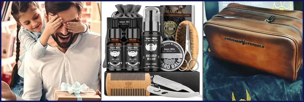 Isner Mile Beard Grooming Kit for Men Beard Care Kit with Beard Shampoo, Beard Oil, Balm, Brush, Comb, Scissors & Storage Bag Father's Day