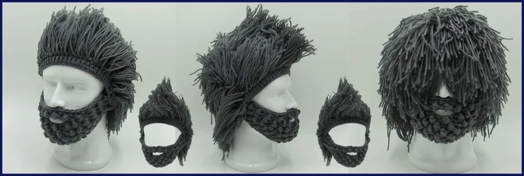 YEKEYI Viking Beard Beanie Horn Hat Winter Warm Mask Knitted Wool Funny Skull Cap